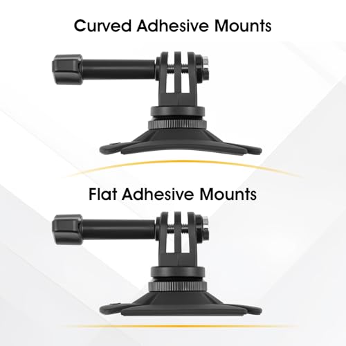 2 Pack Adhesive Helmet Camera Mount Fits for GoPro Hero 13/Max, Insta360 X5/X4/X3/X2 and DJI Osmo Action Sports Cameras, Flexible Sticky Accessories Bracket Base for Motorcycle, Snowboard
