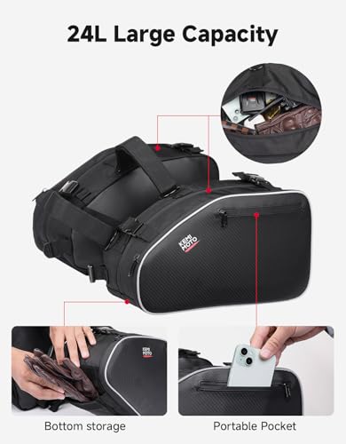 KEMIMOTO Motorcycle Saddlebags Expandable 20-24L Saddle bags with Rain Covers Compatible with Dirt Bike Dual Sport Motorcross Motorbike Racing Mountain Off-Road Mini Motorcycle Side Bags