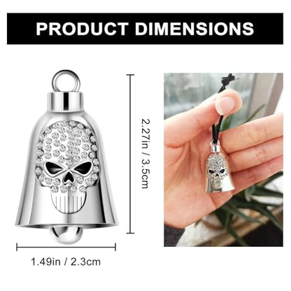 Dream Apparel Motorcycle Bell Guardian Angel Drive Away Gremlin, Biker Bell for Men Women Rider Riding, Good Luck Gift - style: Skull