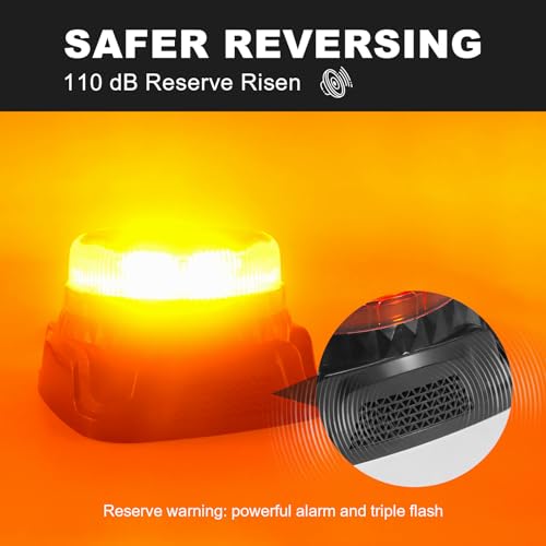 Agrieyes Beacon Light with Reverse Alarm, Amber Flashing and Rotating Emergency Warning Caution Safety Lights for Vehicles, Trucks, Tractor Forklift and Postal - size: Screw1