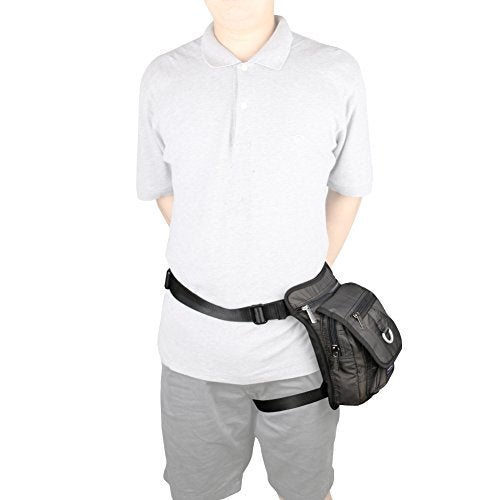 Waterproof Airsoft Tactical Drop Leg Pouch Bag Panel Motorcycle Bag - color: A-Black