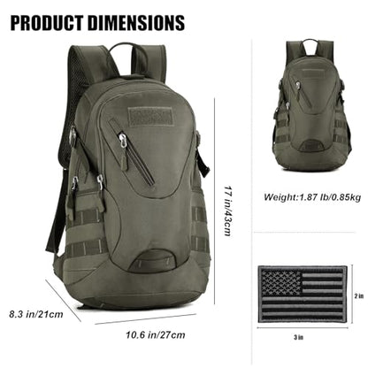 ArcEnCiel 15L Motorcycle Backpack Tactical Bag Rucksacks for Outdoor Camping Trekking Hunting with Patch - color: Grey