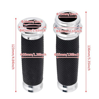 1" Electronic Throttle Defiance Handlebar Grips 25mm Hand Grips Fit for Harley Touring Street Glide Road King Road Glide Electra Glide - color: #2 Chrome