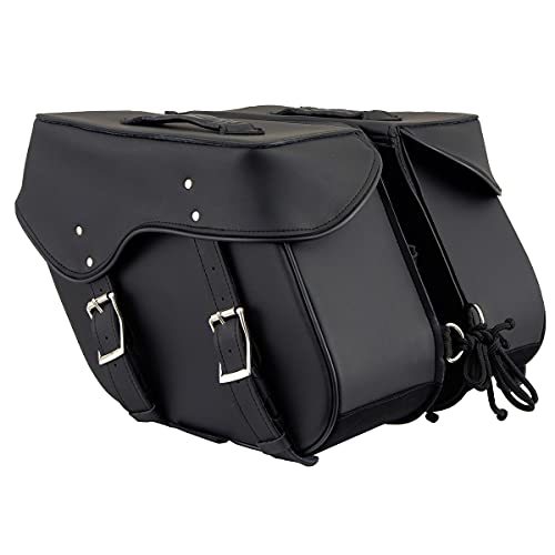 Milwaukee Leather PVC 2-Strap Throw-Over Easy Zip off and off Motorcycle Saddlebags - Medium - color: SH55201ZB-BLACK, size: Medium