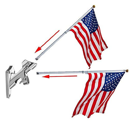 ZOMCHAIN Flag Pole Bracket, Flag Pole Holder, 316 Stainless Steel Marine Grade for Outside House- Polished, Heavy Duty for 1in Flag Pole Mount - 2 Positions - size: 2 Positions Flag Pole Holder