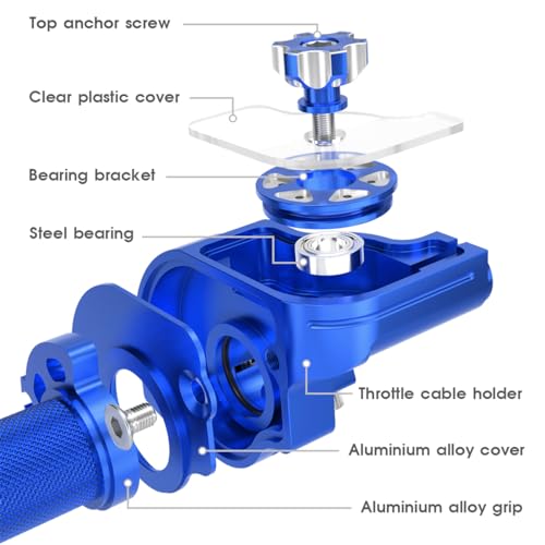 Throttle Grip Throttle Cable Motorcycle 22mm Universal CNC Aluminum Accelerator Throttle Twist Grips Handlebars for KLX CR CRF EXC XR TTR CB SSR ATV Dirt Bike Pit Bike - color: Blue