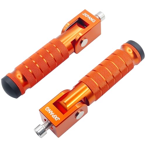 Universal Motorcycle Bicycle Folding Passenger Foot Pegs M8 Rearsets Rear Set Footrests Footpeg Foot Rest Peg Pedals For Bike Install Hole 8mm (Orange) - color: Orange