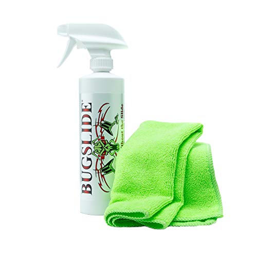 BugSlide 16 Oz Shop Kit Cleaner and Polisher with Microfiber Towel, Spray and Wipe Car Cleaner, Waterless Detailer for Removing Bugs without Scratching, Shining and Degreasing all Surfaces - size: 16 Oz Shop Kit