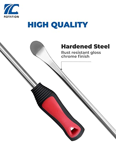 ROTATION 14.5" Steel Tire Spoons Tool Set, 6-Piece Tire Iron Kit, Professional Tire Removal Tools for Motorcycle Dirt Bike Scooter, Include 3 Tire Spoons, 2 Rim Protector, 1 Valve Tool, 6 Valve Cores - size: 6pc set