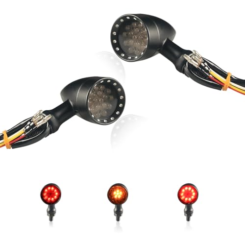 Universal Motorcycle Rear LED Turn Signals,Red Brake Taillights Motorbike Running Lights Compatible with Harley Kawasaki Honda Suzuki Yamaha Triumph Scooter-2Pcs - color: Amber+Red