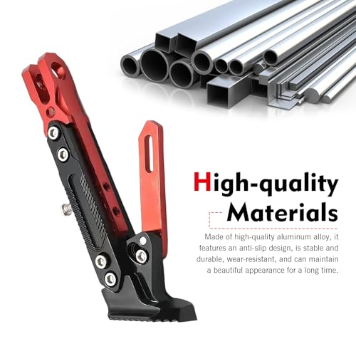 1 PC Motorcycle Kickstand, Height Adjustable CNC Alloy Side Stand with Non-slip Foot, Replacement Tripod Holder, Universal for Scooter Dirt Pit Bike (Red) - color: Red