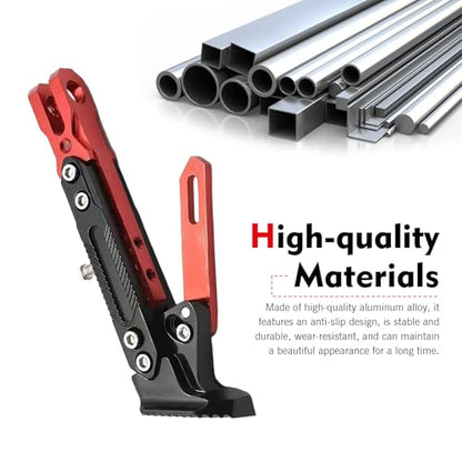 1 PC Motorcycle Kickstand, Height Adjustable CNC Alloy Side Stand with Non-slip Foot, Replacement Tripod Holder, Universal for Scooter Dirt Pit Bike (Red) - color: Red