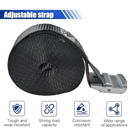 2PCS Lashing Straps with Cam Buckle, 1" x 13Ft Heavy Duty Safety Tie Down Strap, Adjustable Polyester Fiber Ratchet Cinch Strap for Motorcycle, Truck, Trailer, Cargo(4m) - size: 4m