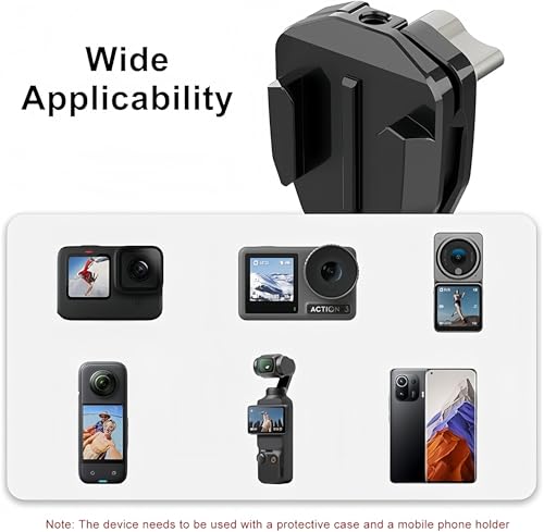 Motorcycle Windshield Clip Mount, 180° Adjustable Quick Release Camera Holder Compatible with GoPro Hero 13/12/11/10/9/8, DJI Osmo Action 5/4/3, Insta360 X5/X4/X3/X2 & More Action Cameras
