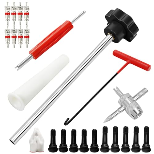 23PCS Tire Valve Stem Tool，Quick Change Valve Installer Kit with TR413/TR414 Valve Stems ，Valve Stem Removal Tool,4-Way Valve Core Removal Tool，for Cars Motorcycles Lawn Mowers ATVs - color: Set A - 23pcs