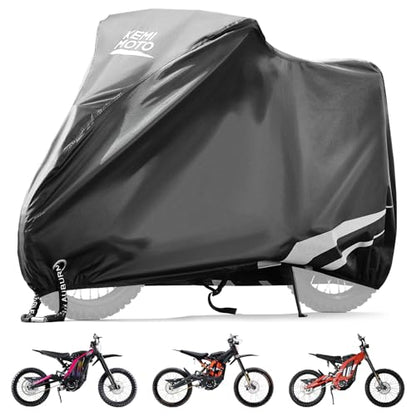 KEMIMOTO Heavy Duty 420D Motorcycle Cover Waterproof Compatible with Surron Light Bee X S Talaria X160 X260 All Weather Sur‑Ron Electric Dirt Bike Protective Rain Cover Sunlight Dust - color: Black, size: E-bike