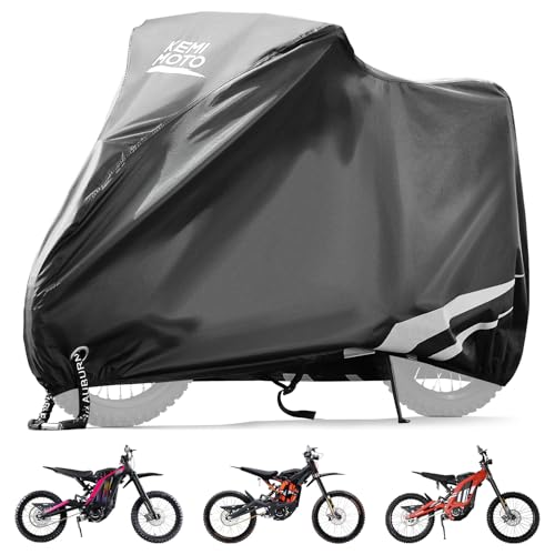 KEMIMOTO Heavy Duty 420D Motorcycle Cover Waterproof Compatible with Surron Light Bee X S Talaria X160 X260 All Weather Sur‑Ron Electric Dirt Bike Protective Rain Cover Sunlight Dust - color: Black, size: E-bike