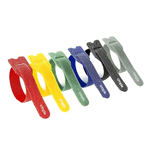 Cmple - Reusable Cable Ties, Nylon Adjustable Cord Organizer, Hook Loop Cable Management Mountable Head Cable Wire Ties, 60 PCS, 6 inch - Multicolor - color: Multi-color