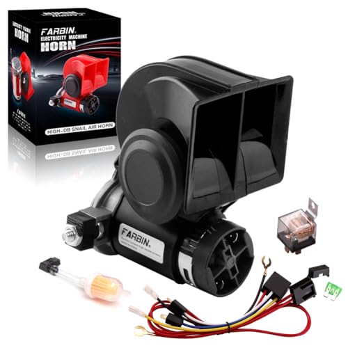 FARBIN Train Horn for Truck 12v 150db Loud Car Horn Snail Air Horn with Relay Harness for Any Vehicles - color: black horn