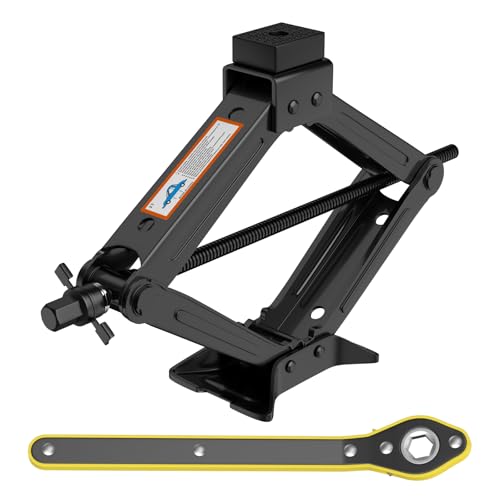 Universal Car Jack Kit Scissor Jack for Car 2 Ton Spare Tire Changing Kit,Portable Tire Jack Repair Kit with Lug Wrench,Car Lifting Jack for Auto/SUV/MPV - size: 2T with Rubber Top
