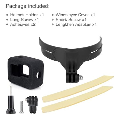 GEPULY Windslayer Helmet Chin Mount for Vlogger Motorcycle Camera Mount | Wind Foam For Hero13-9 Cuts Noise,Extension Adapter Adjusts POV,Bendable Fits Any Full-Face Helmet,High-Speed Recording Ready