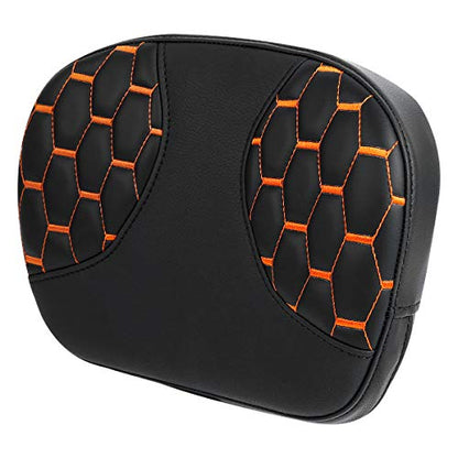 SLMOTO Detachable Leather Sissy Bar Backrest Passenger Pad Bracket Fits For Harley Touring Road King Electra 2014-2023, Brown Stitching - color: Oranger Passenger Backrest PAD
