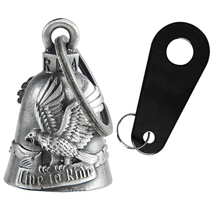Dream Apparel Motorcycle Bell Guardian Angel Drive Away Gremlin, Biker Bell for Men Women Rider Riding, Good Luck Gift - color: Live to Ride & Eagle