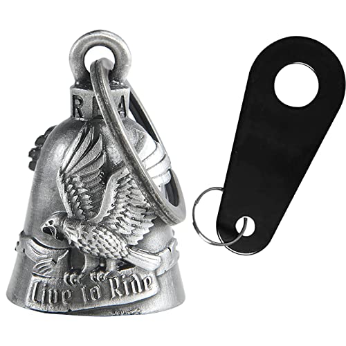 Dream Apparel Motorcycle Bell Guardian Angel Drive Away Gremlin, Biker Bell for Men Women Rider Riding, Good Luck Gift - color: Live to Ride & Eagle