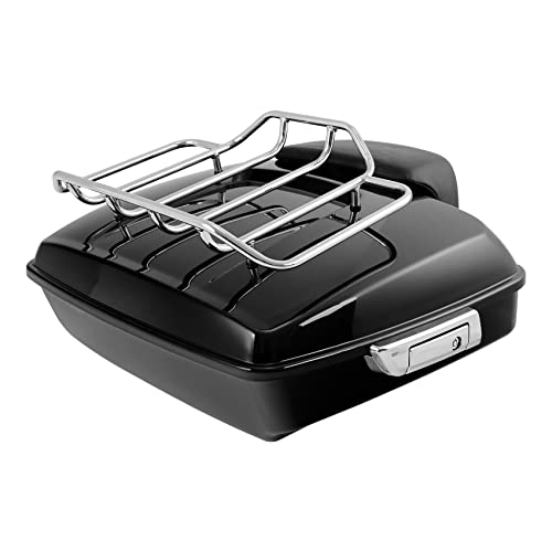 XFMT Motorcycle 10.7" Chopped Trunk w/Luggage Rack Passenger Backrest Pad for 2014-2025 Harley Trunk Road King Street Glide Road Glide Electra Glide - color: Chopped Trunk&Pad&Top Rack