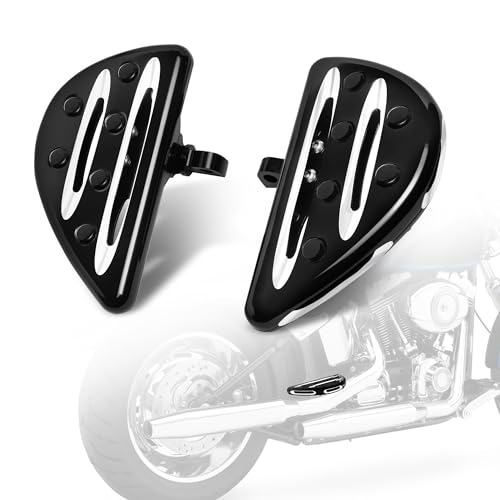 Goldfire Motorcycle Footpegs Front & Rear Foot Pegs 1 Pair CNC Cut Foot Rests Compatibility For Dyna Sportster FLFB FLSTF Iron 883 Softail Street Glide (Black Passenger Floorboards) - color: Black D