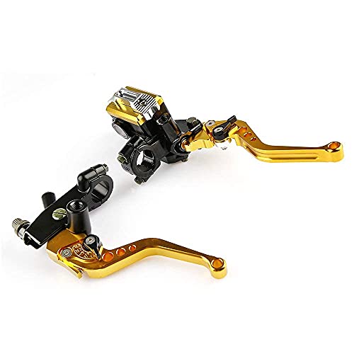 Motorcycle Brake Lever 7/8" 22mm Handlebar Brake Master Cylinder Clutch Lever Left and Right Set Compatible with Harley Honda Kawasaki Suzuki Yamaha Gold Universal - color: Gold