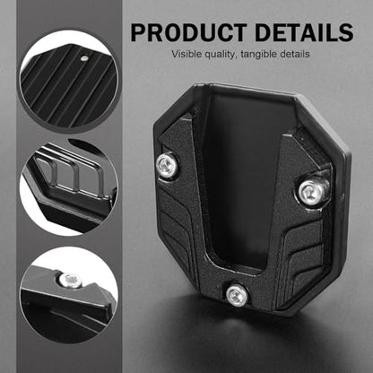 1 PC Motorcycle Kickstand Pad, Anti-Sink Side Parking/Stand Extension Plate, Non-slip Foot Mount with Enlarged Bottom, Universal Support Pad Modification Accessory, for Motorcycles (Black)