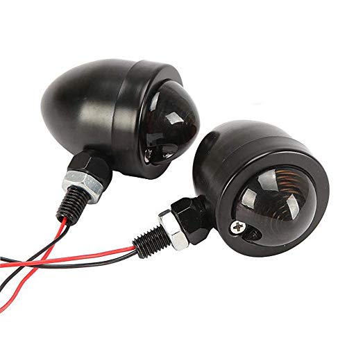 Motorcycle Turn Signals 2pcs Chrome Front Rear Turn Signals 12V with Bullet Shape and Amber Lights Fit Universal Fit for Harley Honda Yamaha Dukati Suzuki Kawasaki - color: Black