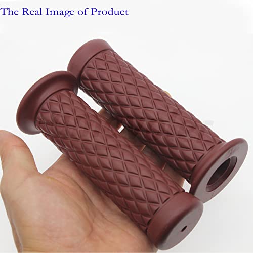 Motorcycle Handles Grips - Non Slip Rubber Motorcycle Grips for Harley Honda Yamaha Suzuki Kawasaki Brown (Brown)