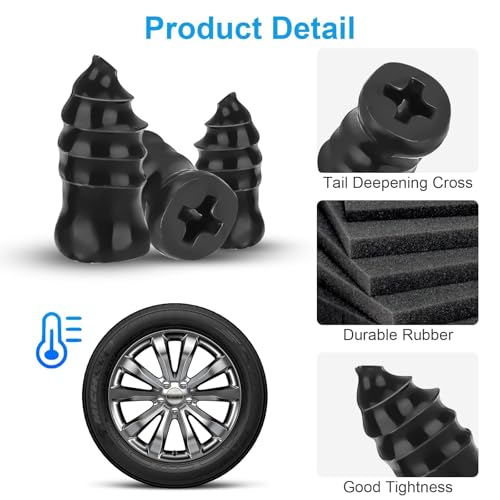 Linkstyle 100PCS Tire Repair Kit, Screw in Tire Plugs with 3 Sizes Rubber Nails, Screwdriver, Self-Service Flat Tire Screw Plugs for Car Truck Motorcycle SUV