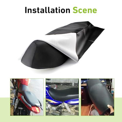 Motorcycle Seat Cover, 39.37" x 27.56" Leather Elastic Scooter Seat Cover Replaced, Universal DIY Seat Protector for Motorcycle, Scooter or Electric Vehicle (Black)
