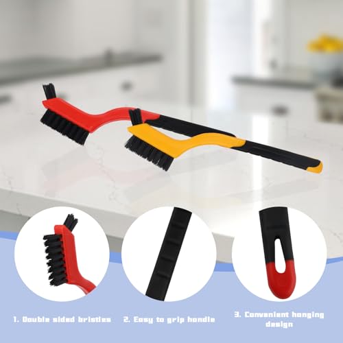 2PCS Small Non-Scratch Nylon Bristles, Wire Brush Set for Cleaning, Car Detailing Brush Set for Cleaning in Holes, Nylons Brushes for Tight Spaces, Nylon Clean Brushes