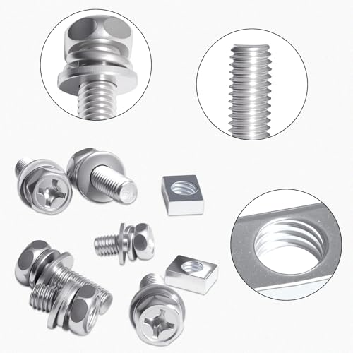 8Sizes Motorcycle Battery Bolts and Nuts Kit 304 Stainless Steel Battery Terminal Bolt Screws M6x10/12/14/16/18/20 M5x10/14 MM with Square Nut for ATV Bike Scooter
