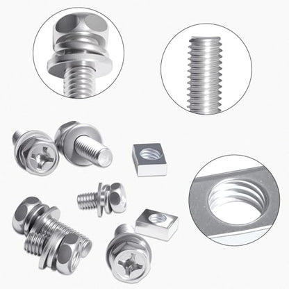 8Sizes Motorcycle Battery Bolts and Nuts Kit 304 Stainless Steel Battery Terminal Bolt Screws M6x10/12/14/16/18/20 M5x10/14 MM with Square Nut for ATV Bike Scooter