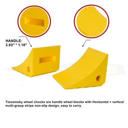 Wheel Chocks, Rubber Wheel Chock with Curved, Durable, Non-Slip, Solid Trailer Wheel Chocks for Boat Trailers, RV, Truck, Camper, 30000lbs (Yellow) - color: YELLOW