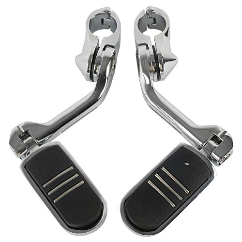 TCMT Highway Pegs Fit For Harley Softail Sportster Electra Road Glide Road King Street Glide with 1.25" Engine Guard 1 1/4 Highway Bar - color: Chrome, size: Style A Long Angled