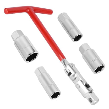 5 Pcs Spark Plug Socket Wrench T-Handle (14mm/16mm/18mm/21mm) Universal 5/8" & 13/16" Spark Plug Gap Tool for Small Engine, Lawn Mower Motorcycle Accessories Small Motor Vehicles