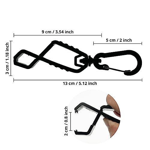 Metal Carabiner Glove Clip - Glove Holder/Hanger for Safety/Construction Work (2 PCS Black)