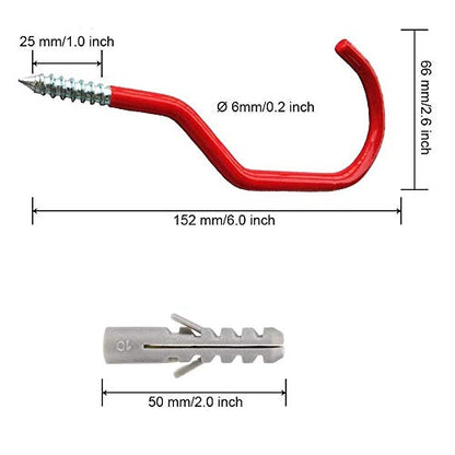 Heavy Duty Bike Hook for Garage Ceiling, 6 PCS Garage Storage System Hooks Loading Capacity 100 LBS, Large Screw Bike Hooks for Garage Wall and Garage Ceiling, Outdoor String Lights Plants hooks