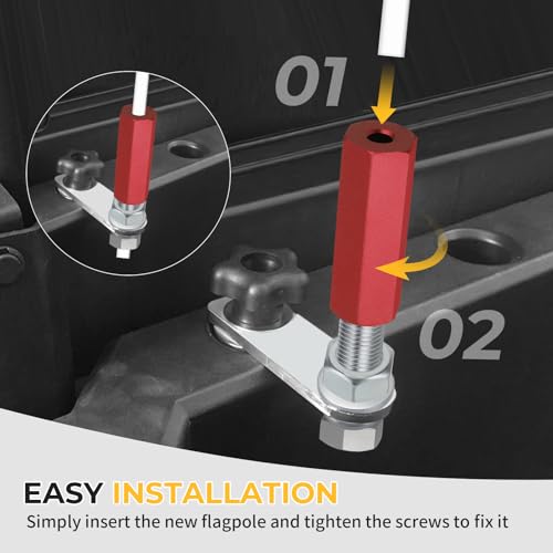 M MATI 2Pcs Quick Release Flag Pole Holder Red Hold 1/4'' Flag Poles for ATV UTV Motorcycle Dirt Bike All Year - color: Red