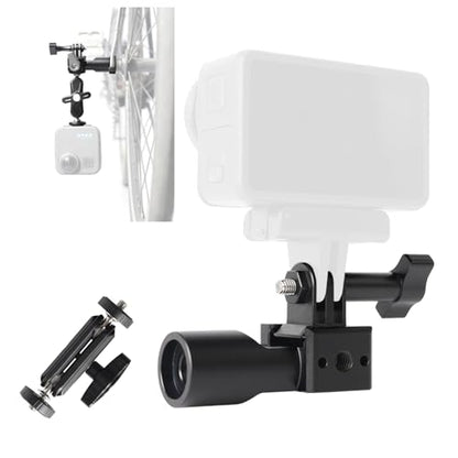 360° Adjustable Motorcycle Handlebar Camera Mount Bracke,1/4 Inch Metal Stand with Double Ball Head Compatible with GoPro Hero 10/9/8/7/6/5/4/3+ DJI Osmo Action & Most Action Cameras for Bicycle