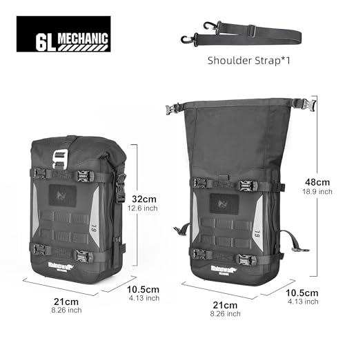 Rhinowalk Motorcycle Crash Bar Bag Waterproof Expandable Saddlebag with Secure Mounting Shoulder Strap (1pc)