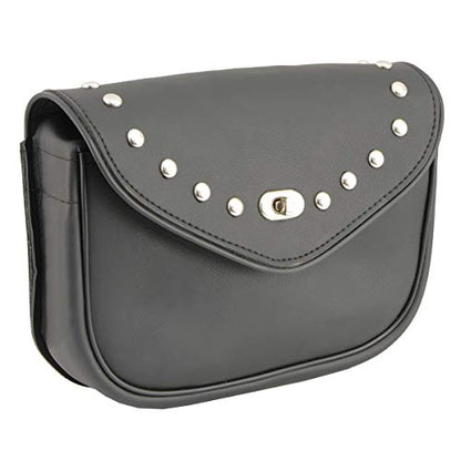 Milwaukee Leather SH633 Black PVC Extra Large 'Studded' Motorcycle Windshield Bag with Turn Lock - One Size