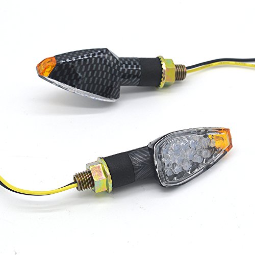 Mini Stalk Arrow Light Motorcycle Turn Signals Lights 10mm Universal Motorbike LED Indicator Blinker Amber Lamp(2 pcs) - color: Plaid-White