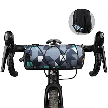 Rhinowalk Bike Handlebar Bag, Bicycle Front Bag Shoulder Bag Storage Bag with Shoulder Strap for Road Mountain Bike Cycling Travel - color: Camouflage Blue